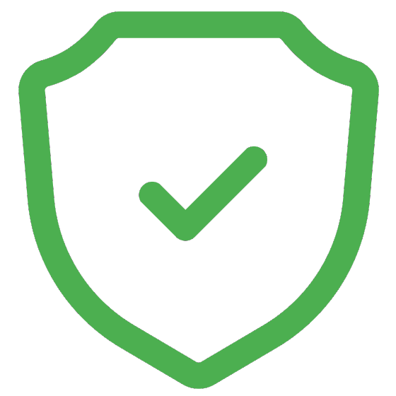 Shield icon with a tick mark representing trustworthiness