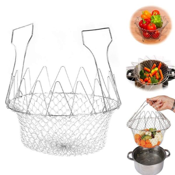 12 in 1 Stainless Steel Chef Basket for Multipurpose Frying, Cooking & Boiling