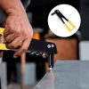 A professional Heavy Duty Pop Rivet Gun being used to fasten a metal sheet. This Manual Hand Riveter Kit features an ergonomic yellow and black handle, a durable steel body, and interchangeable nosepieces for various rivet sizes, ideal for professional automotive and DIY repair projects.