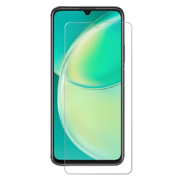 Clear tempered glass MTB screen protector shown floating over a Huawei Enjoy 20 smartphone display, also compatible with Huawei Nova Y60 and Honor Play 5T Youth models, featuring a precise teardrop notch cutout for the front camera