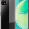 High-definition tempered glass screen protector being applied to a black Huawei Enjoy 20, Nova Y60, or Honor Play 5T Youth smartphone, featuring a precise dewdrop notch cutout and 9H hardness protection.