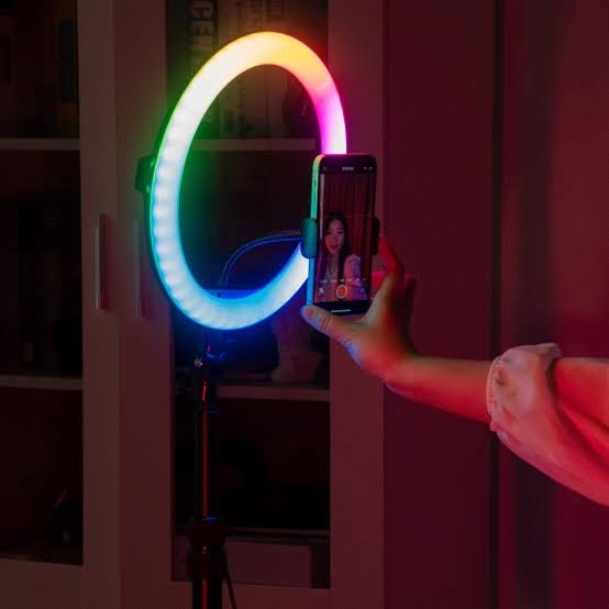 10-inch RGB Ring Light with 2.1m Tripod Stand product shot displaying key design features and visual details for e-commerce cataloging.