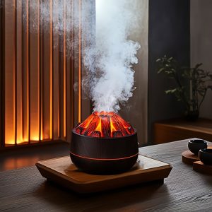300ml Ultrasonic Flame Effect Essential Oil Diffuser and Humidifier product shot displaying key design features and visual details for e-commerce cataloging.