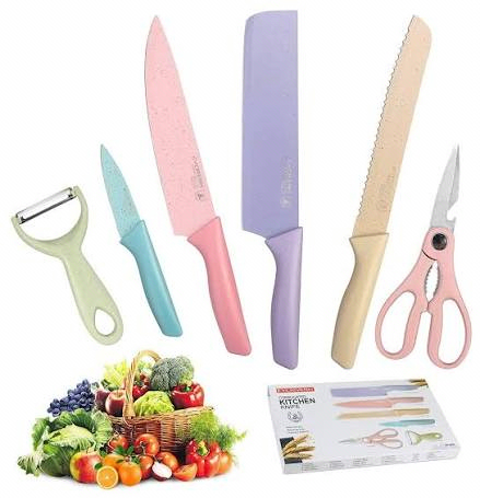 6-Piece Kitchen Knife Set with Corrugated Blade product shot displaying key design features and visual details for e-commerce cataloging.
