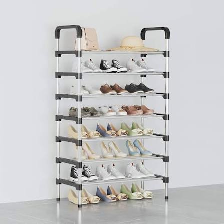 7-Layer Stainless Steel Shoe Rack product shot displaying key design features and visual details for e-commerce cataloging.