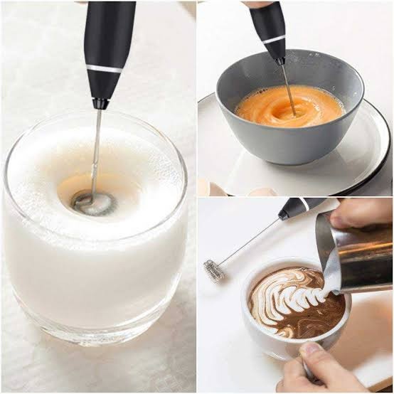 Electric Milk Frother with 2-in-1 Double Whisk, USB Rechargeable Foam Maker product shot displaying key design features and visual details for e-commerce cataloging.