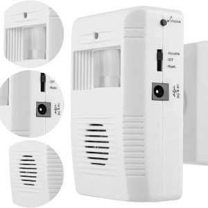 Motion Sensor Doorbell with Wireless Outdoor-Rated Chime, Business Visitor Alert & Driveway Alarm product shot displaying key design features and visual details for e-commerce cataloging.