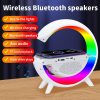 Smart RGB LED Bedside Lamp with Wireless Charger and Bluetooth Speaker product shot displaying key design features and visual details for e-commerce cataloging.