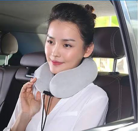 U-Shaped Memory Foam Travel Neck Pillow with Massage and Cervical Support product shot displaying key design features and visual details for e-commerce cataloging.