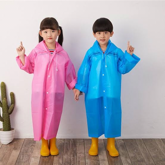 Kids Waterproof Raincoat - Reusable Thickened Transparent EVA Rainwear Suit (53 x 82cm) product shot displaying key design features and visual details for e-commerce cataloging.