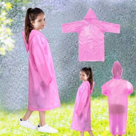 Kids Waterproof Raincoat - Reusable Thickened Transparent EVA Rainwear Suit (53 x 82cm) product shot displaying key design features and visual details for e-commerce cataloging.