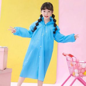 Kids Waterproof Raincoat - Reusable Thickened Transparent EVA Rainwear Suit (53 x 82cm) product shot displaying key design features and visual details for e-commerce cataloging.