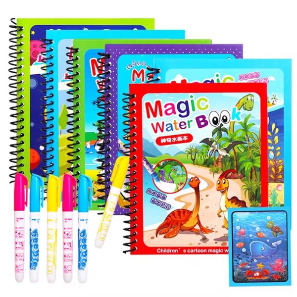 Magic Water Drawing Book with Reusable Non-Toxic Montessori Coloring Pages for Kids product shot displaying key design features and visual details for e-commerce cataloging.