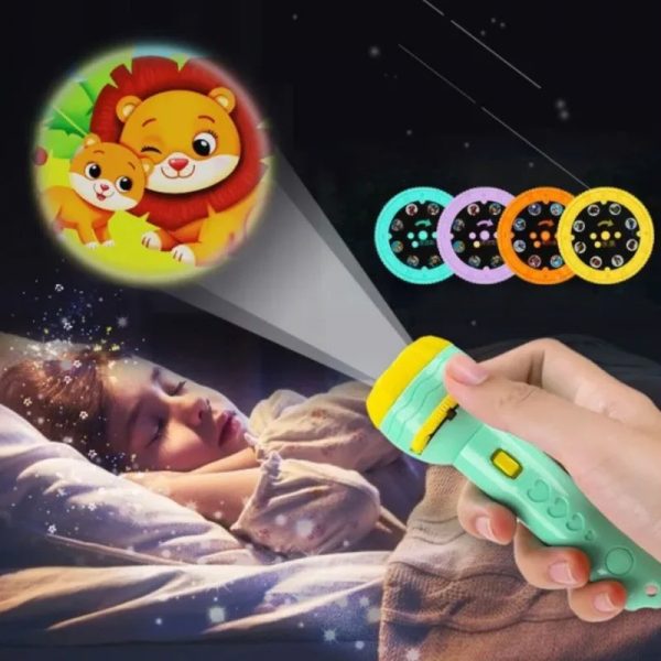 Mini Flashlight Slide Projector Toy for Kids with Image Reels (4) Mini Flashlight Slide Projector Toy for Kids with Image Reels