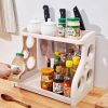 Polygon 2-Tier Drill-Free Plastic Kitchen Spice Rack Organizer with Knife Holder (1) Polygon 2-Tier Drill-Free Plastic Kitchen Spice Rack Organizer with Knife Holder product shot displaying key design features and visual details for e-commerce cataloging.