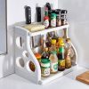 Polygon 2-Tier Drill-Free Plastic Kitchen Spice Rack Organizer with Knife Holder (3) Polygon 2-Tier Drill-Free Plastic Kitchen Spice Rack Organizer with Knife Holder product shot displaying key design features and visual details for e-commerce cataloging.